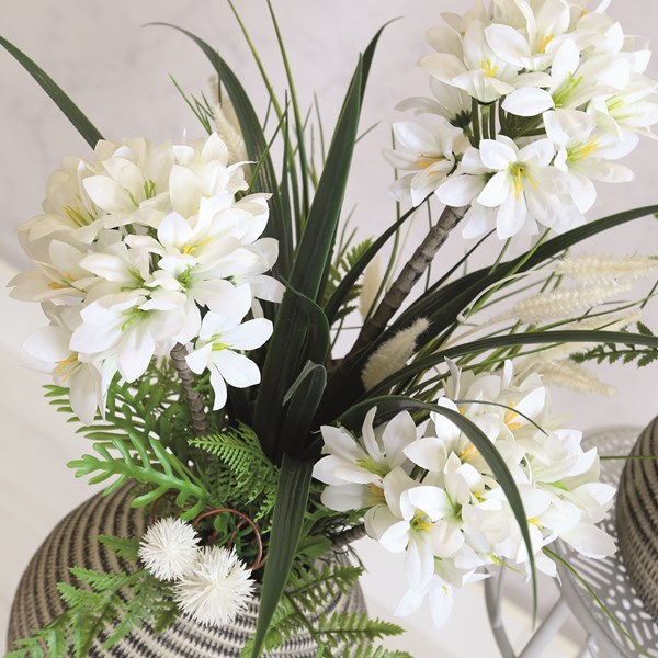 White Flower Arrangement in Textured Pot 49cm