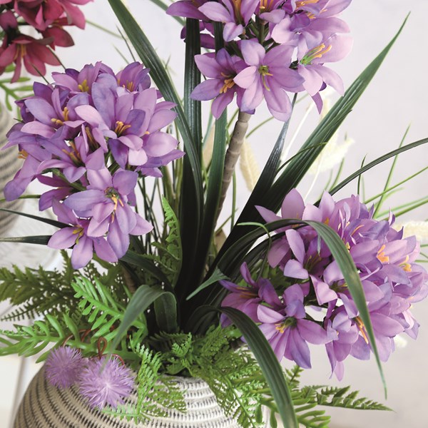 Purple Flower Arrangement in Textured Pot 49cm