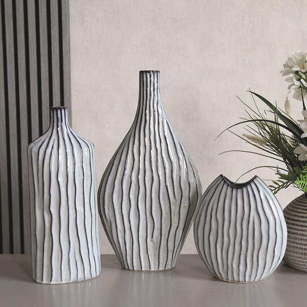 Monochrome Stripe Bottle Vase 37.5cm Monochrome Stripe Bottle Vase 37.5cm