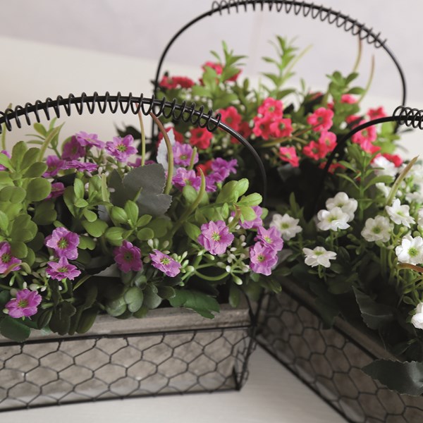Floral Basket 21.5cm 3 Assorted