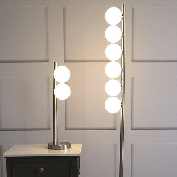 2 Orb Light Table Lamp 52.5cm
