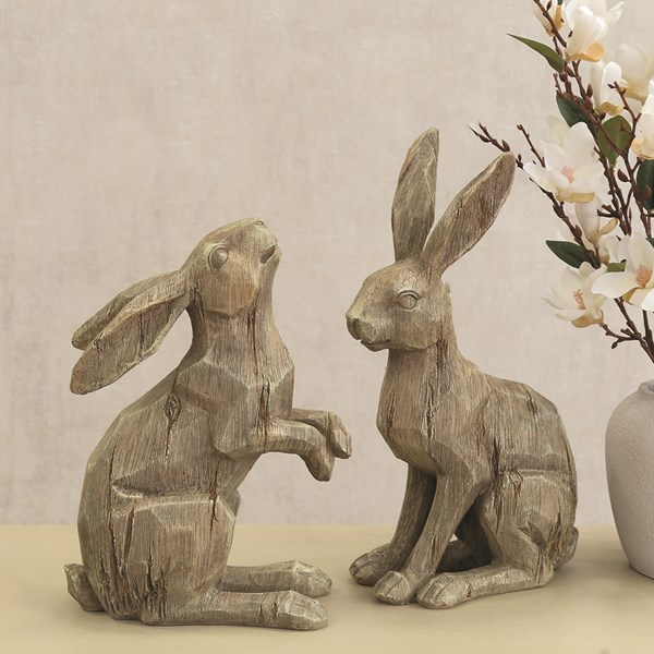 Wood Effect Hare Figurine 29cm