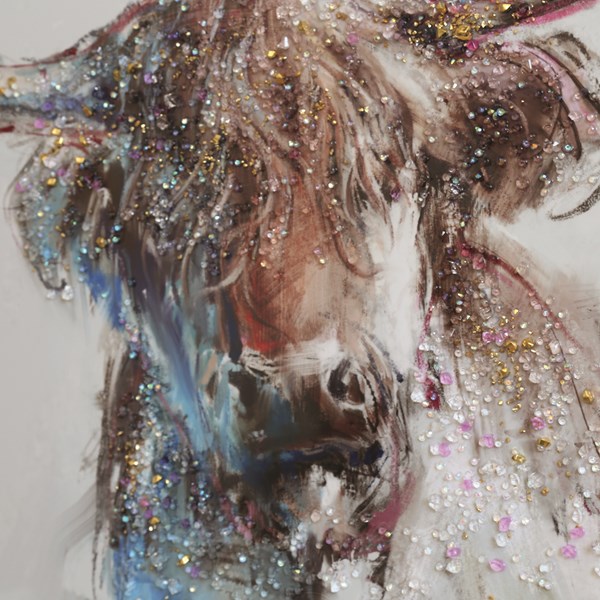 Highland Cow Crystal Art Framed Print 63x93cm