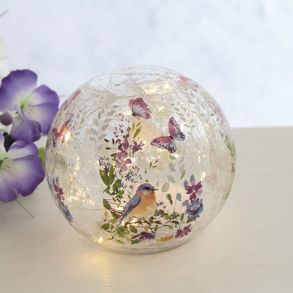 Floral Bird LED Ball 14cm