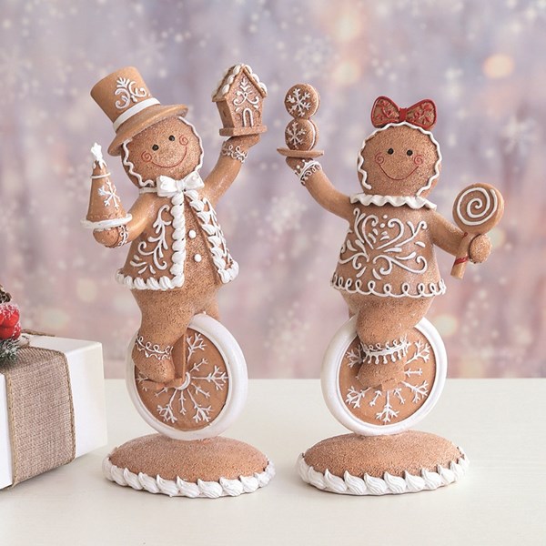 Gingerbread Figurines on Unicycles 27cm 2 Assorted Gingerbread Figurines on Unicycles 27cm 2 Assorted