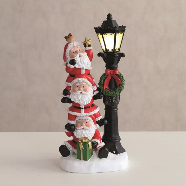 LED Santa Trio Lamppost 19cm