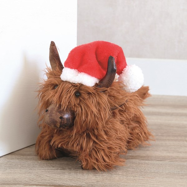 Christmas Highland Cow Doorstop 23x28cm