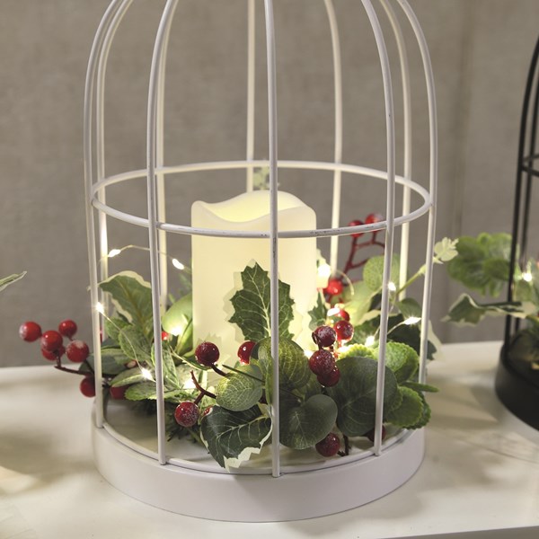 LED Cage Lantern White 20x40cm LED Cage Lantern White 20x40cm