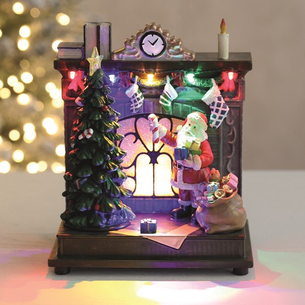 LED Animated Fireplace Santa Scene 20cm LED Animated Fireplace Santa Scene 20cm