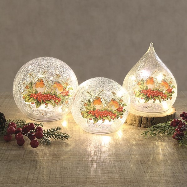LED Crackle Ball Robin 12cm LED Crackle Ball Robin 12cm
