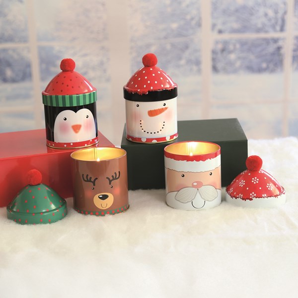 Christmas Scented Candle Tin 14cm 4 Assorted Christmas Scented Candle Tin 14cm 4 Assorted