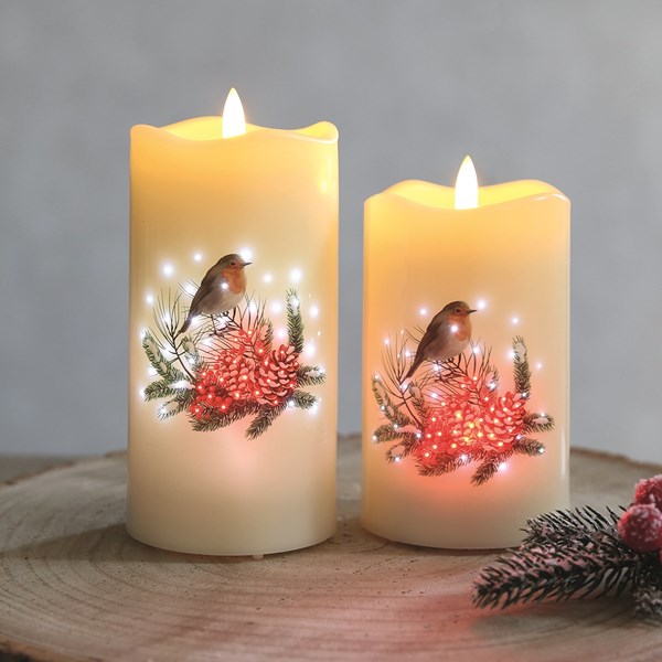 LED Robin Candle 7.5x15cm LED Robin Candle 7.5x15cm