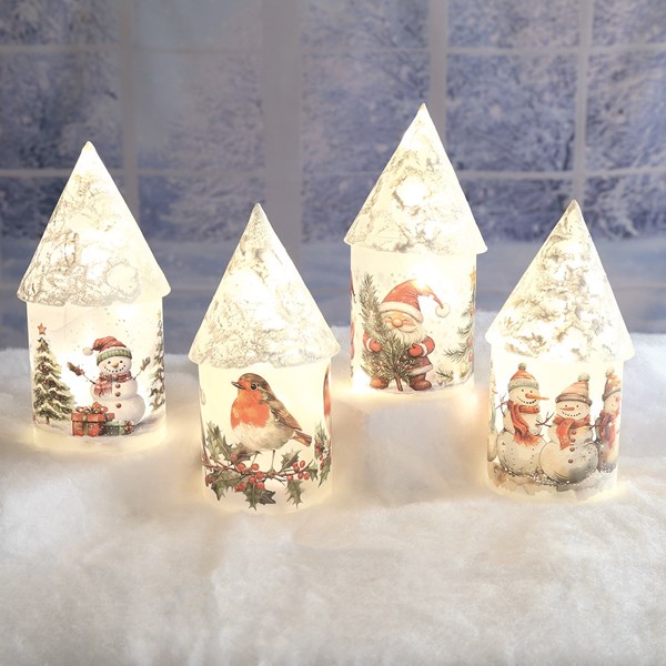 LED Glass House 19cm 4 Assorted LED Glass House 19cm 4 Assorted