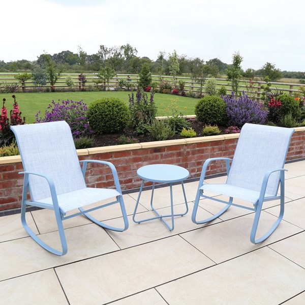 Rocking Chairs & Table Set Blue