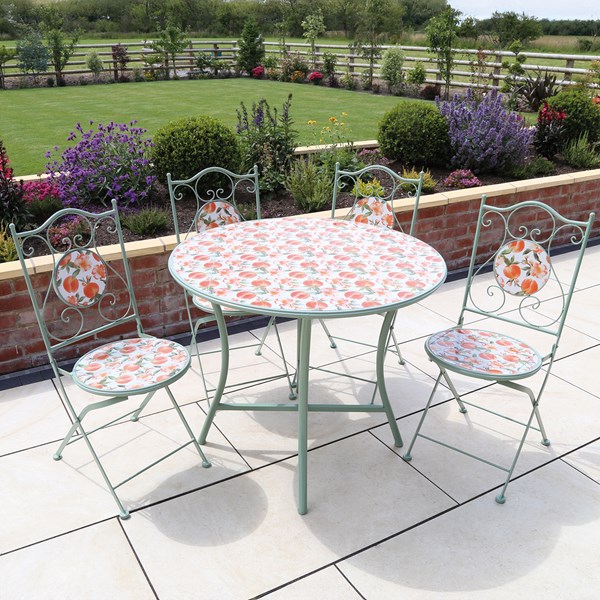 Arpino 4 Seater Bistro Dining Set - Peach Design 90x75cm Arpino 4 Seater Bistro Dining Set - Peach Design 90x75cm
