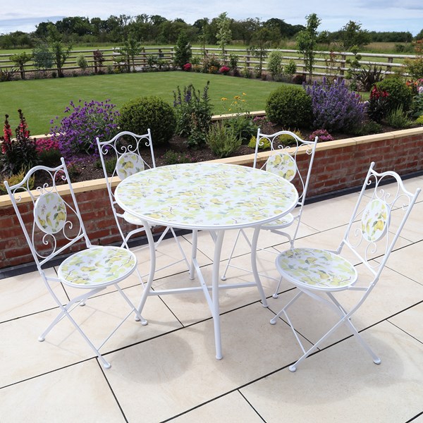 Letino 4 Seater Bistro Dining Set – Lemon Design 90x75cm Letino 4 Seater Bistro Dining Set – Lemon Design 90x75cm