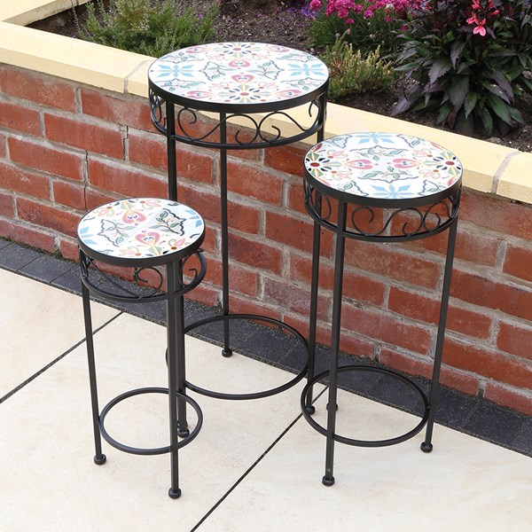 Tavenna Set of 3 Plant Stands – Leaf Floral Design 65cm/60cm/50cm