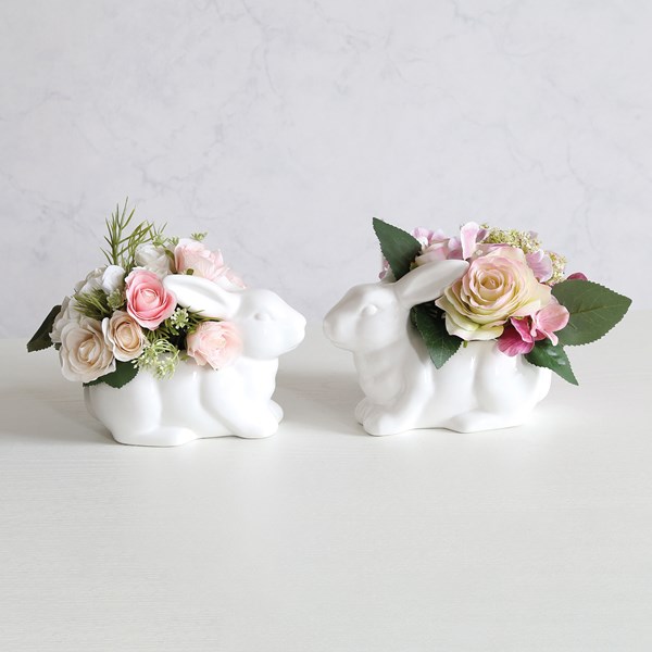 Bunny Pot Wh Floral 24x16cm Bunny Pot Wh Floral 24x16cm