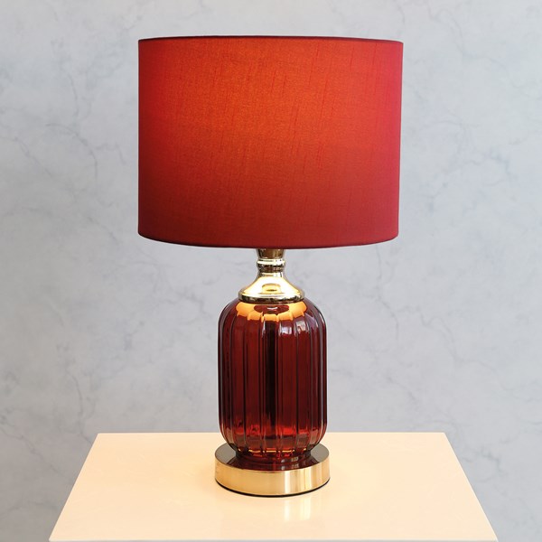 Glass Table Lamp Red 47cm