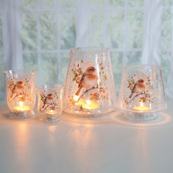 Robin Deco Candle Holder 18cm Robin Deco Candle Holder 18cm