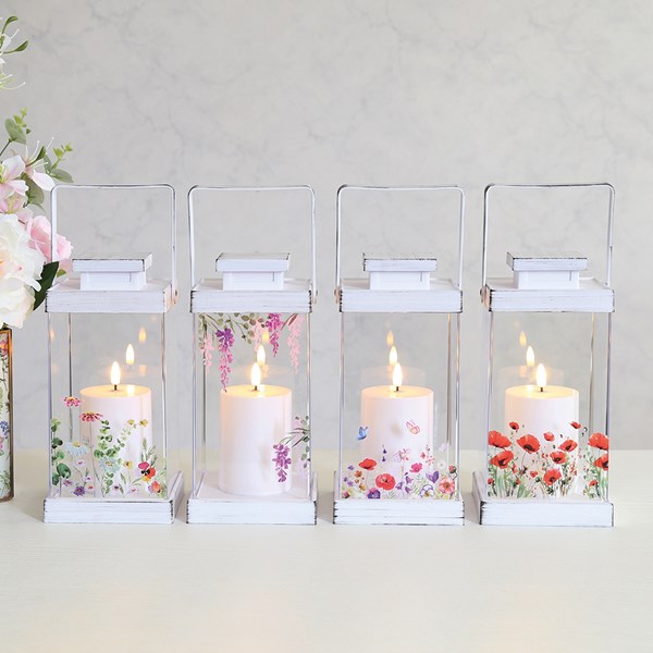LED Floral Lantern 32cm Asst