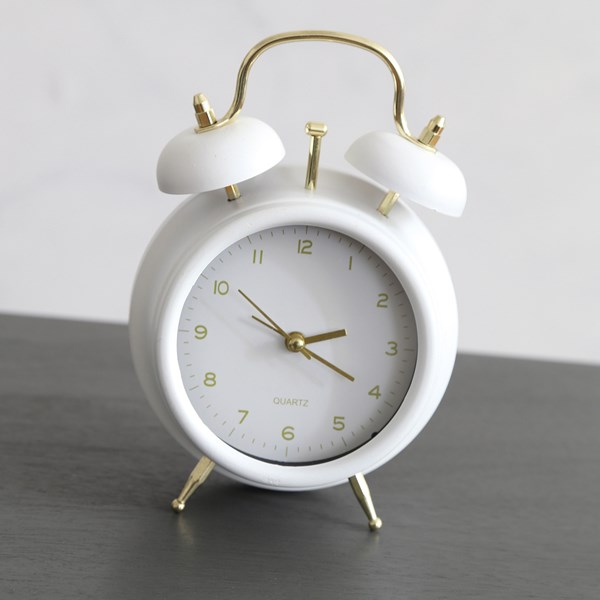 White Retro Table Clock 17cm White Retro Table Clock 17cm