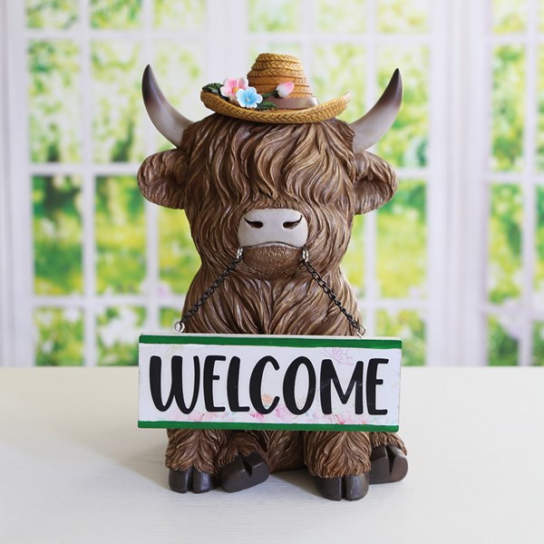 Welcome Highland Cow 20x31cm