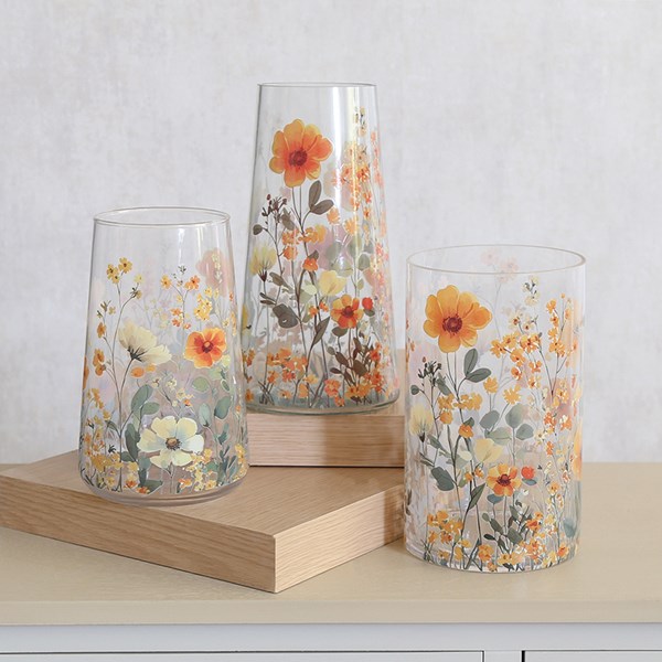 Orange Floral Vase 19cm