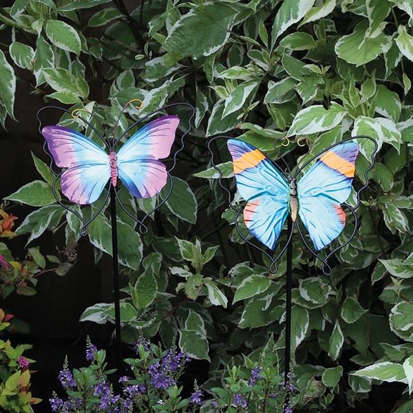 B/Fly Garden Stake 75cm 2 Asst