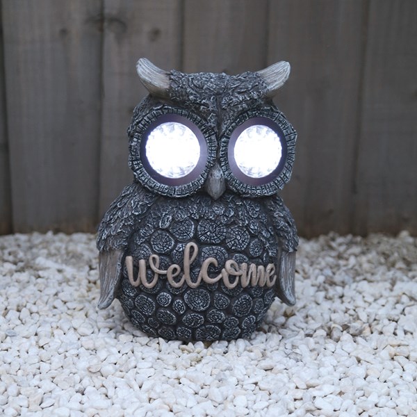 Solar Welcome Owl 23x24cm