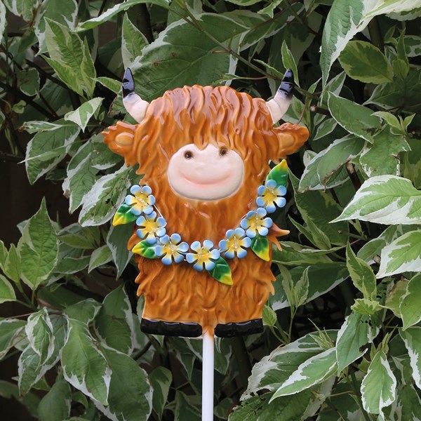 Solar Highland Cow Stake 84cm