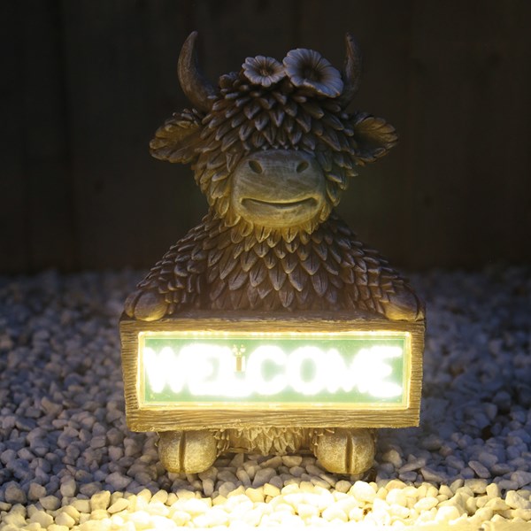 Solar Highland Cow Welcome25cm Solar Highland Cow Welcome25cm