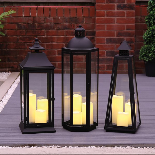 LED Lantern Black 60cm