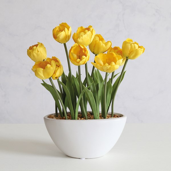 Yellow Tulip Pot 33cm