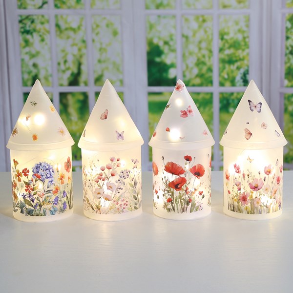 LED Floral House 21cm 4 Assorted LED Floral House 21cm 4 Assorted