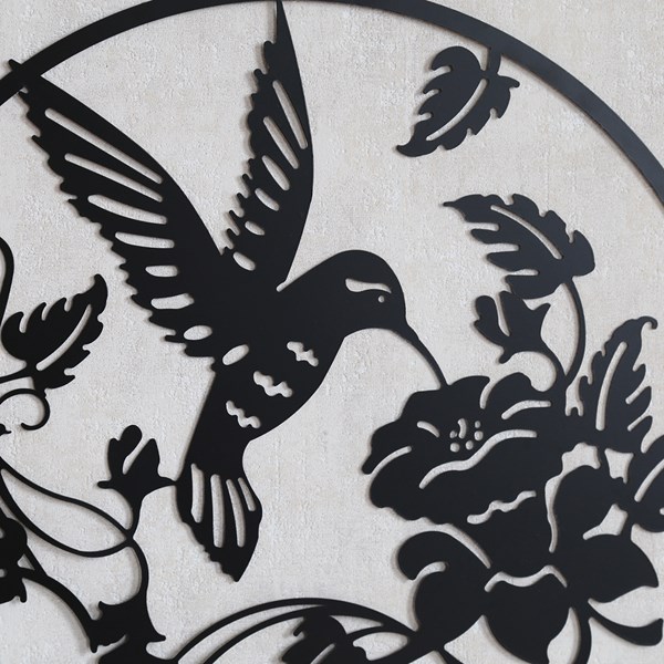 Humming Bird Wall Art Black 60cm