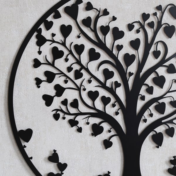Tree Heart Wall Art Black 60cm