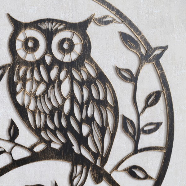 Owl Wall Art Bronze 60cm