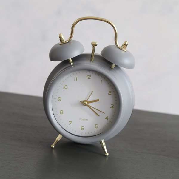 Grey Retro Table Clock 17cm