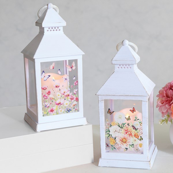 LED Floral Lantern 2 Asst 28cm