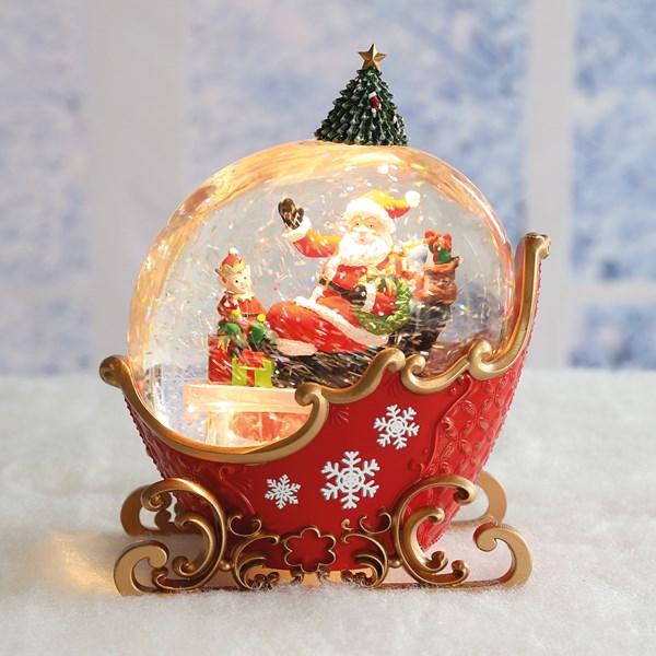 LED Santa Sleigh Spinner 20cm