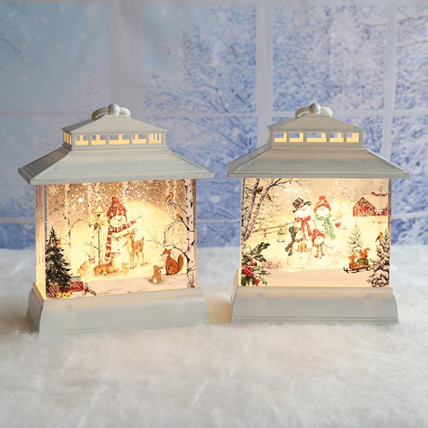 LED Snowman Scene Spinner 22cm Assorted LED Snowman Scene Spinner 22cm Assorted