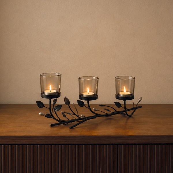 Leaf Triple Tealight Holder 34x16cm