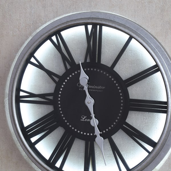 Gun Metal LED Wall Clock 50cm