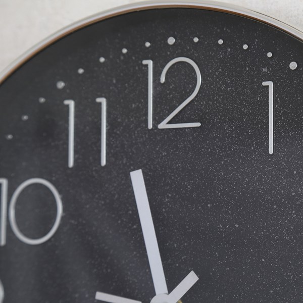 Black & Silver Wall Clock 30cm