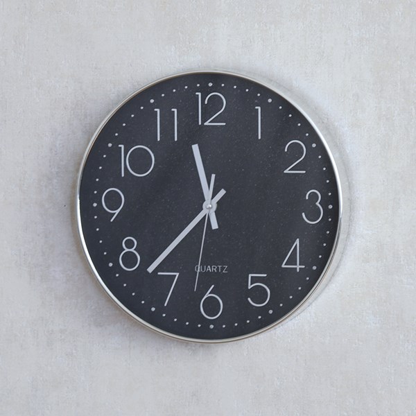 Black & Silver Wall Clock 30cm
