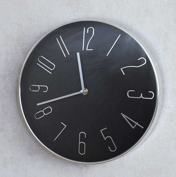 Black & Silver Wall Clock 30cm Black & Silver Wall Clock 30cm