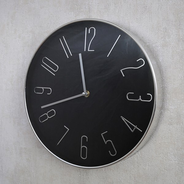 Black & Silver Wall Clock 30cm Black & Silver Wall Clock 30cm