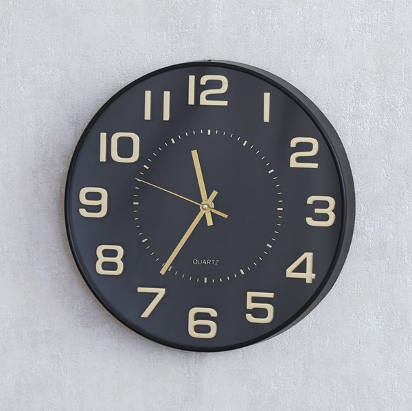 Black & Gold Wall Clock 30cm Black & Gold Wall Clock 30cm