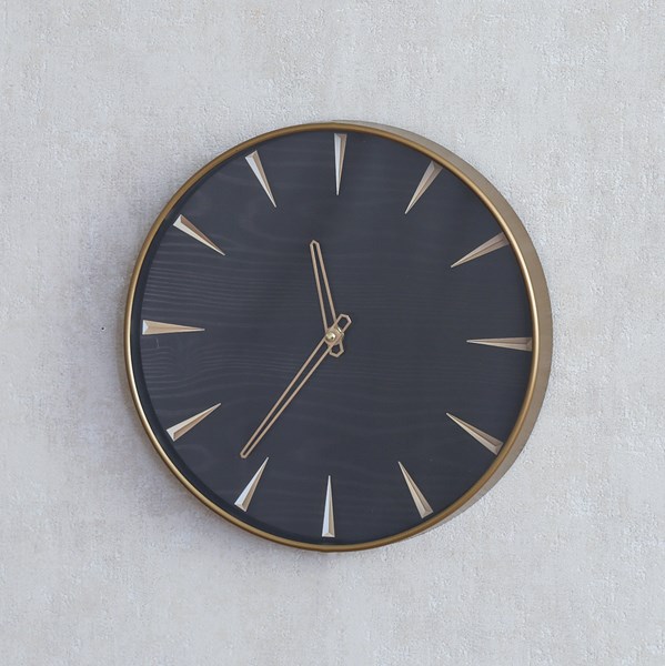 Black & Gold Wall Clock 30cm Black & Gold Wall Clock 30cm